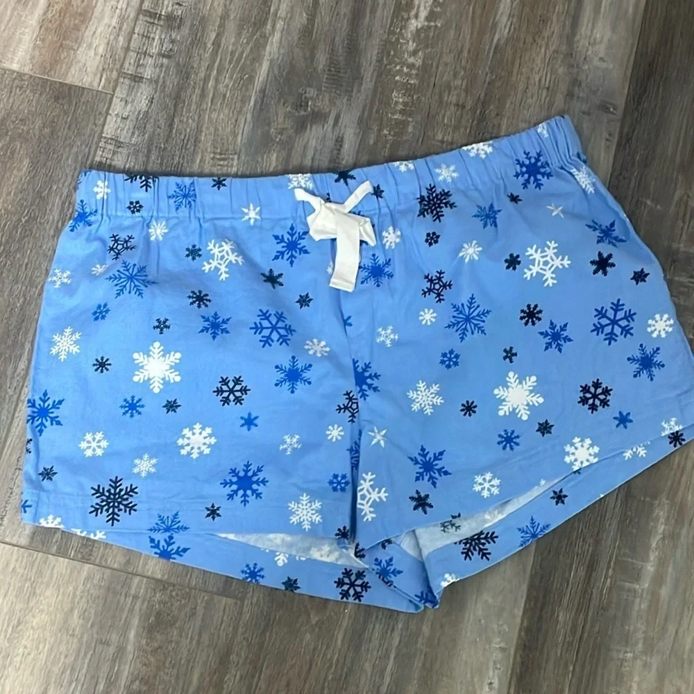 J. Crew snowflake flannel pajama shorts large